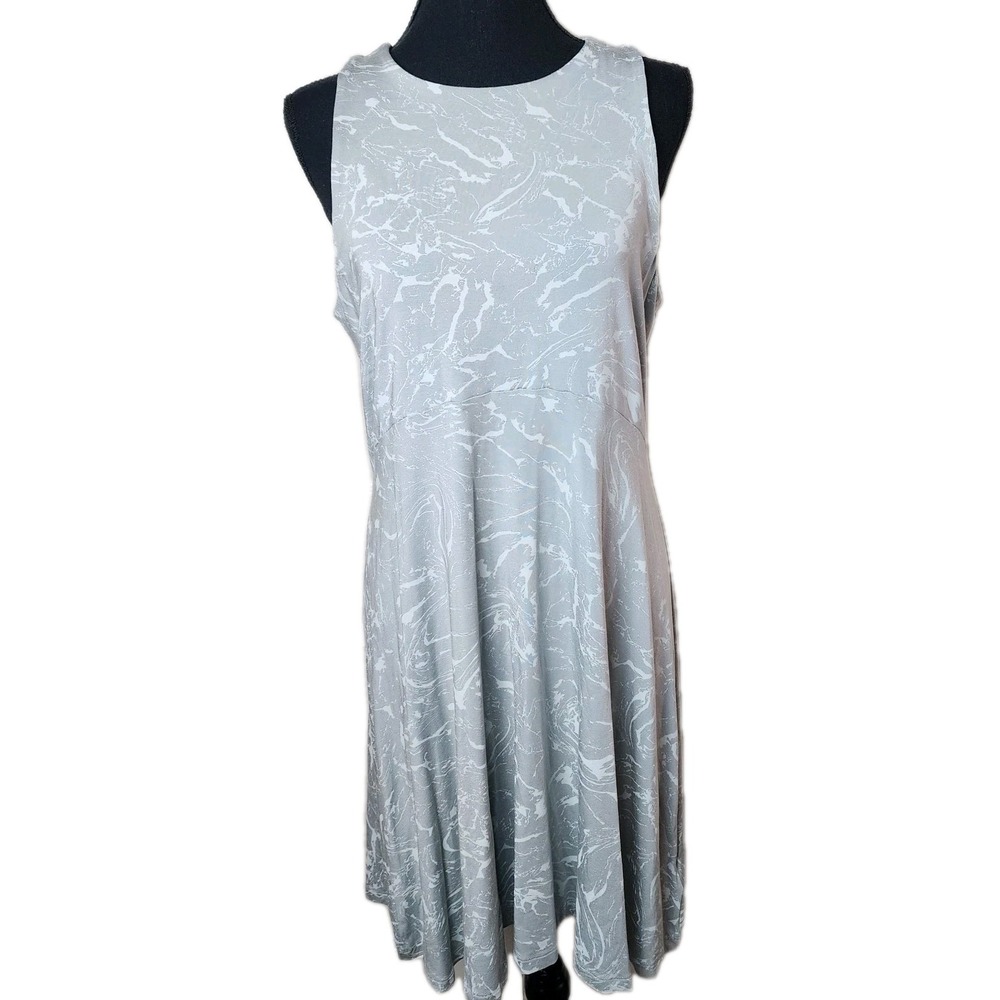 Athleta Large Santorini Thera Midi Dress Soft Flowy Fit Flare‎ Travel Athleisure